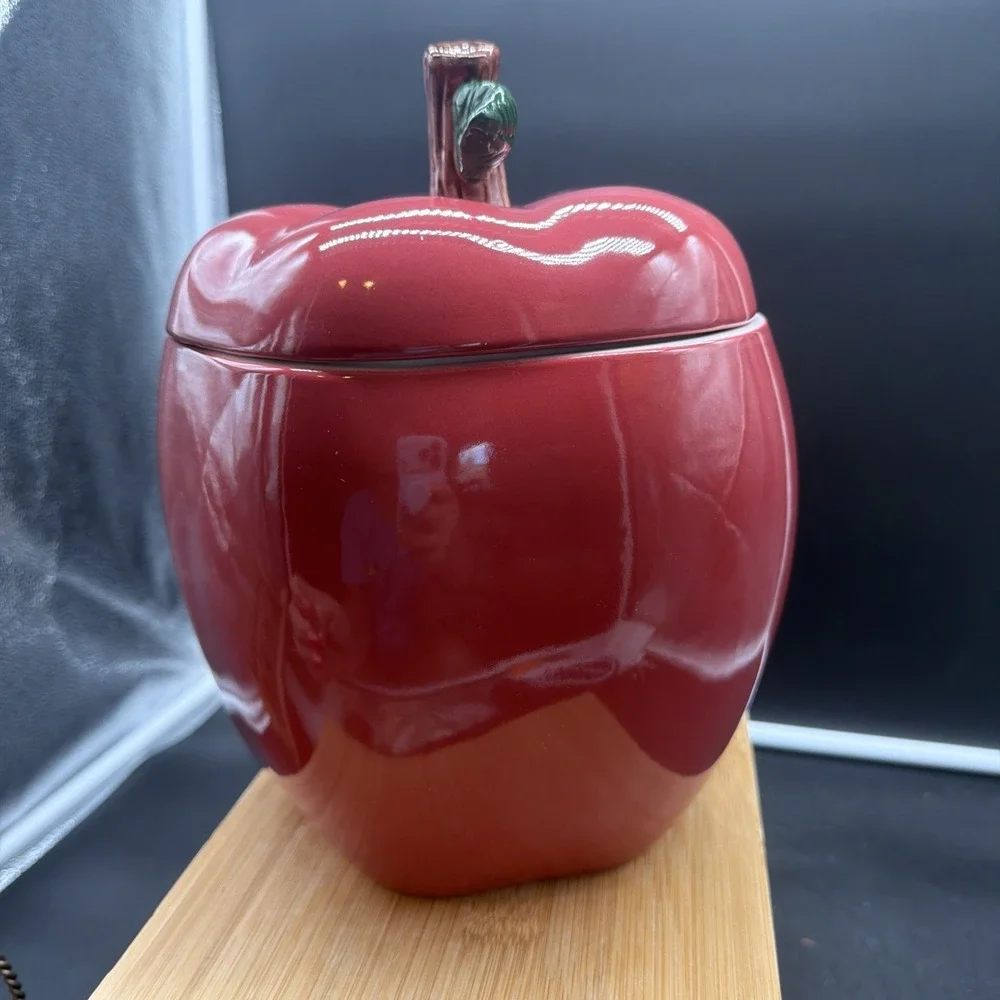 Red Vintage Ceramic Apple Cookie Jar